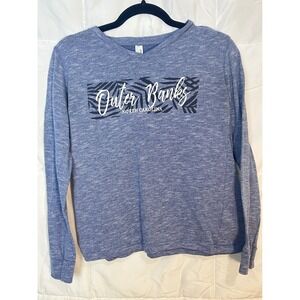 TEEMAX Outer Banks North Carolina Graphic Long Sleeve V Neck T Shirt Size S